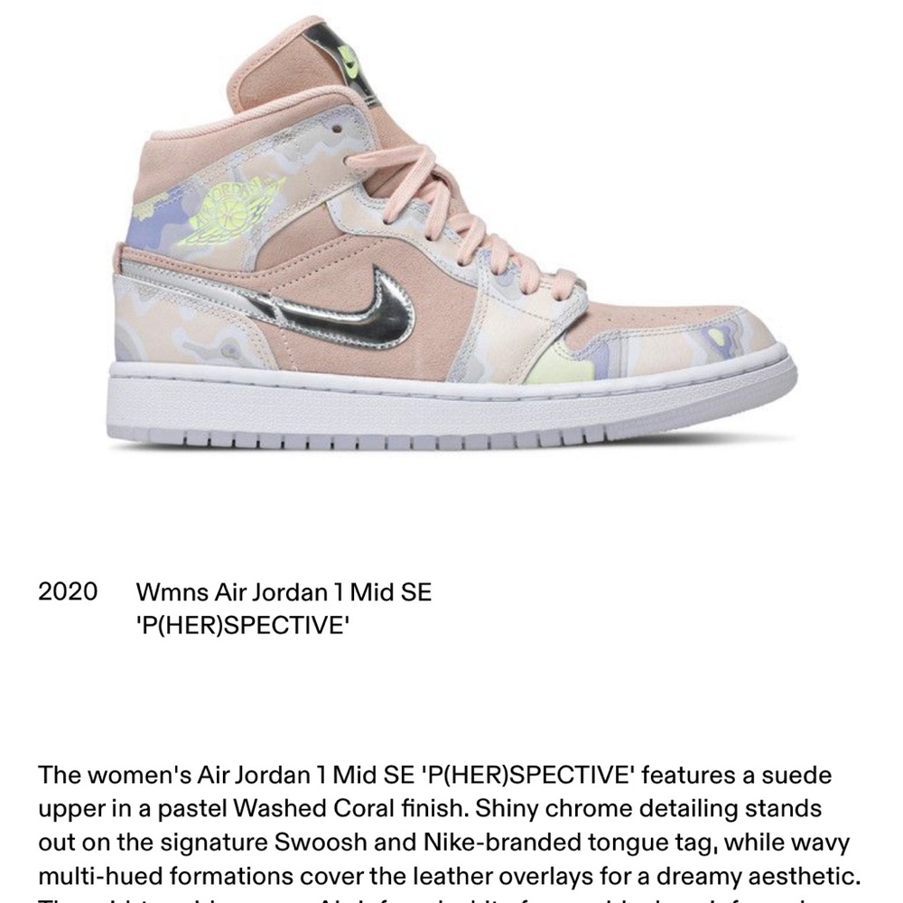 Nike Women's Air Jordan 1 Mid SE - Pastel Pink and Chrome